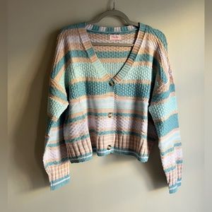 Pink Lily Cropped Striped Spring Sweater